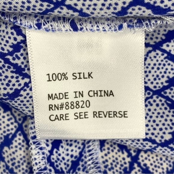 Small NEW Silk Cynthia Rowley Blue White Sleeveless Blouse Lightweight Boho - Picture 11 of 11